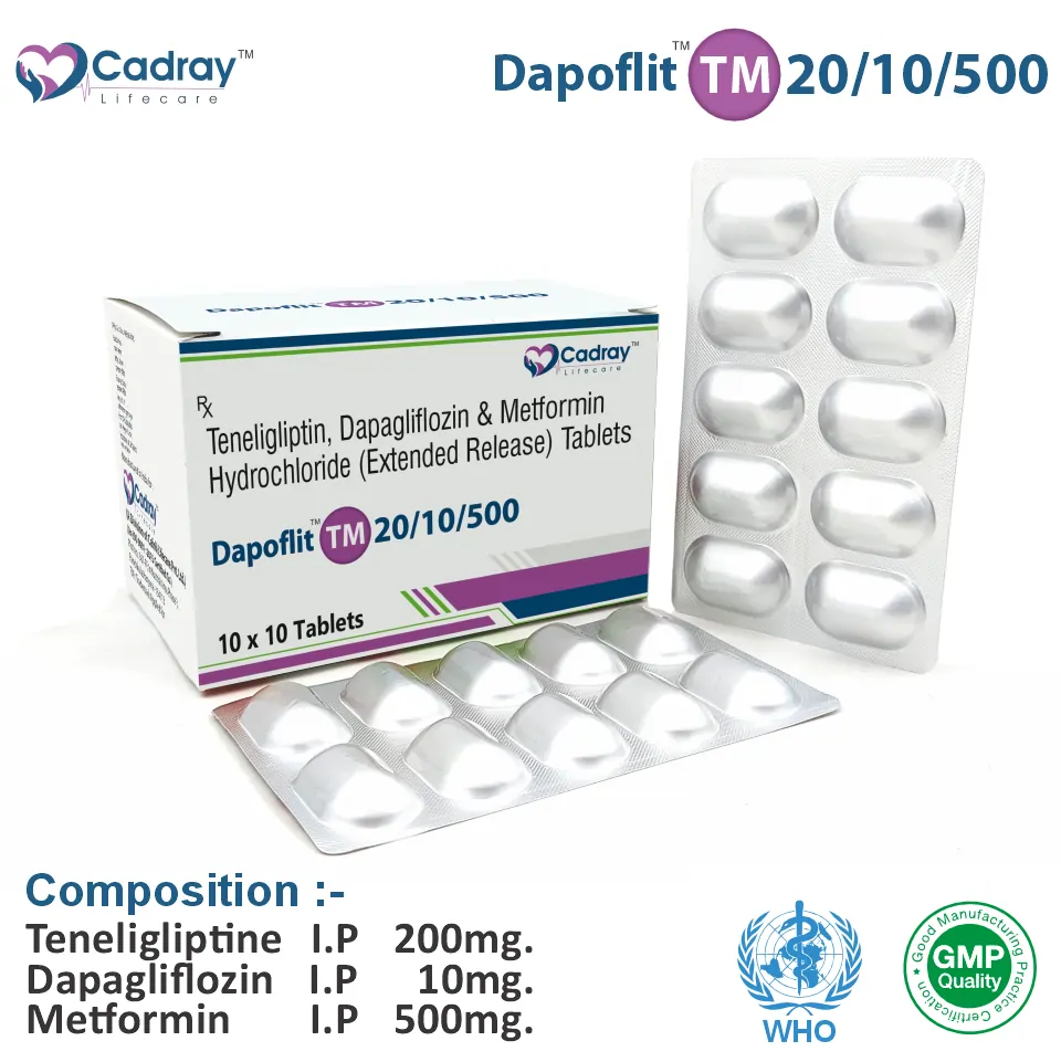 Dapagliflozin Teneligliptin Metformin Tablet Anti-Diabetic Packaging